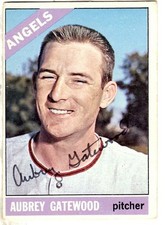 Autographed AUBREY GATEWOOD Los Angeles Angels 1966 Topps Card, #42 - w/COA