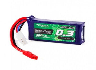 TURNIGY NANO-TECH PLUS 300mAh 2S 7.4V 70C LIPO BATTERY JST 1/24 LOSI MICRO RC