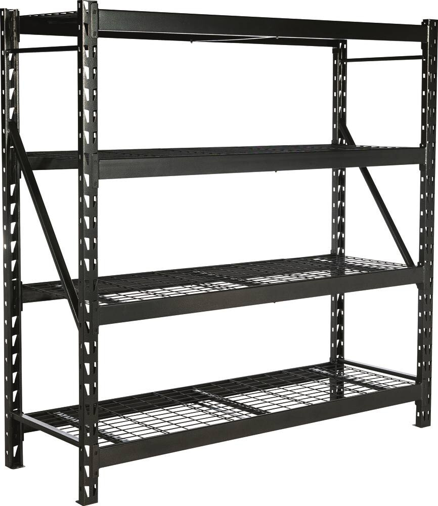 Étagère rayonnage d'atelier 2000kg industrielle noire à plateaux modulables