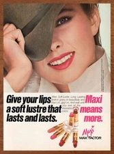 1984 Maxi Max Factor Lipstick Vintage Print Ad/Poster 80s Style Makeup Art Décor
