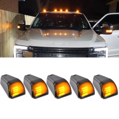 Wireless Solar Smoked Cab Amber Marker Roof DRL Light For Ford F150 F250 F350