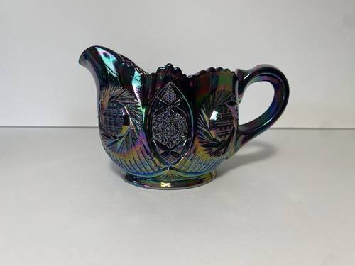 Vintage Imperial Carnival Glass Rose Purple Amethyst Creamer And Sugar - Picture 2 of 7