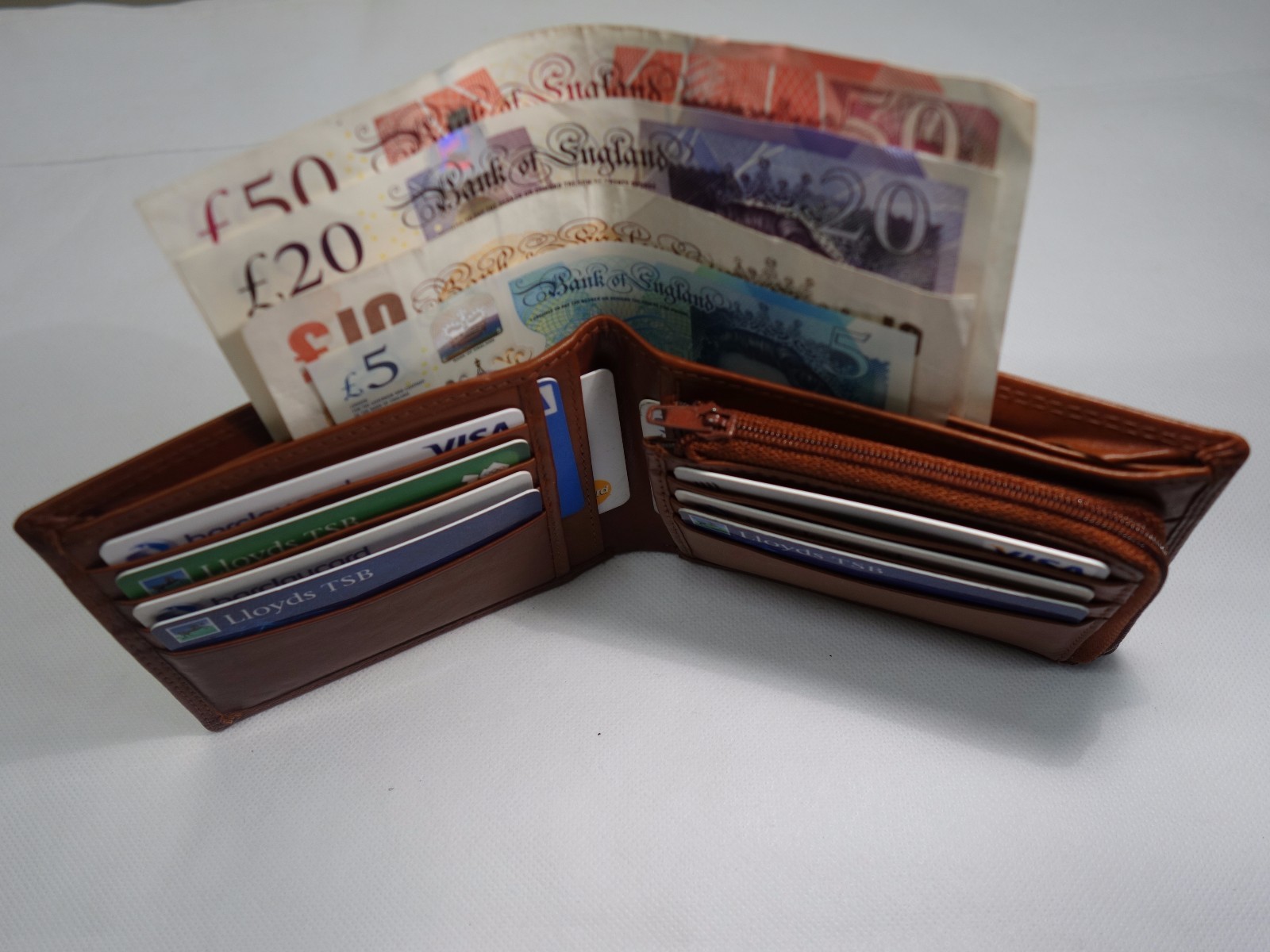 High Quality Luxury Mens Soft Leather Wallet With Zipped Coin Pocket