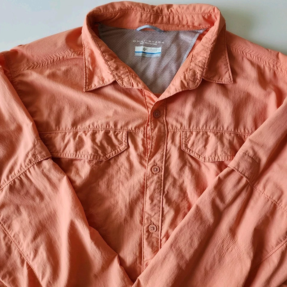 COLOMBIA Omni Shade Shirt Mens XL Orange SPF Vented Nylon Lightweight Sun Top - Image 2 of 4