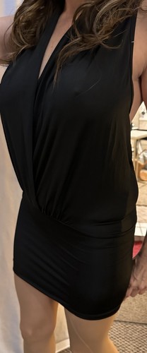 Black Open Back Sleeveless Shirt Dress / Top Chain Detail Ladies Fashion (L) - Picture 2 of 6