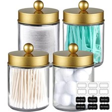 4 Pack Apothecary Jars Bathroom Vanity Storage Organizer Set -Countertop Cani...