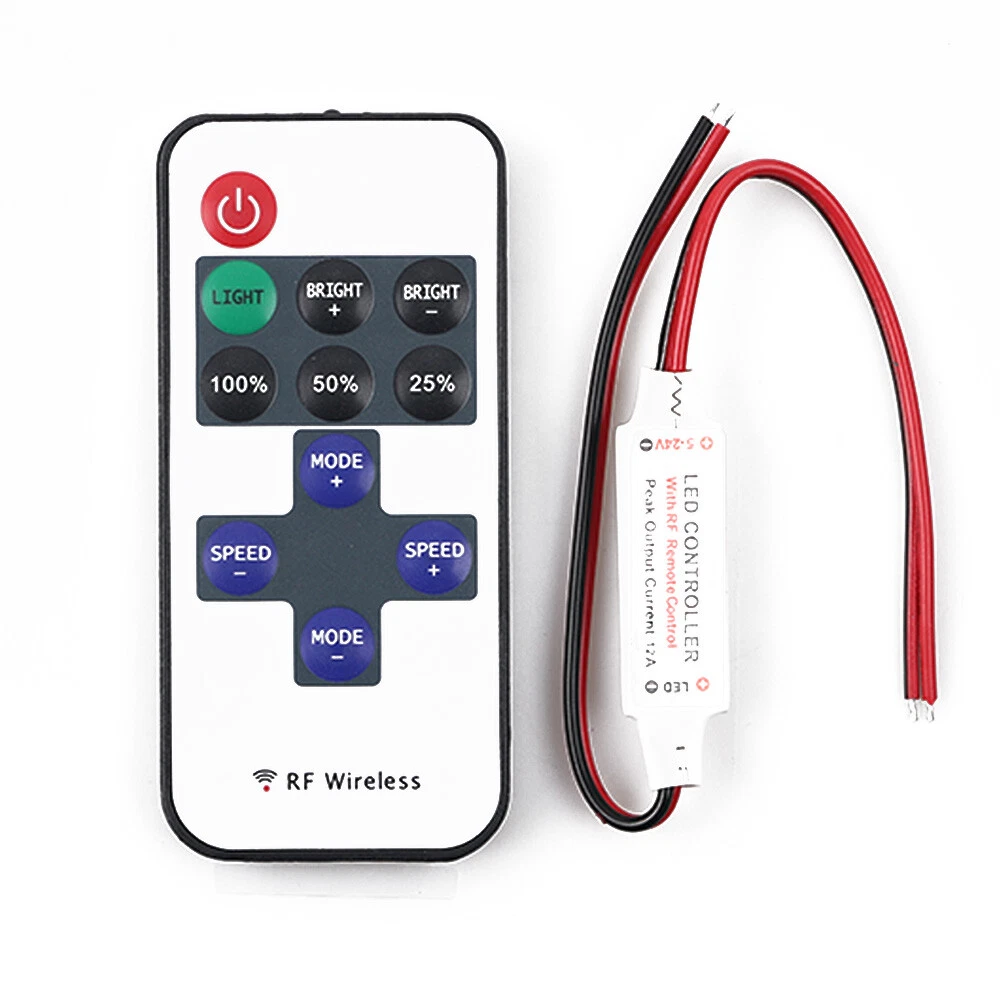 Mini Inline 12V RF Wireless Remote Controller Dimmer LED Strip Light Switch