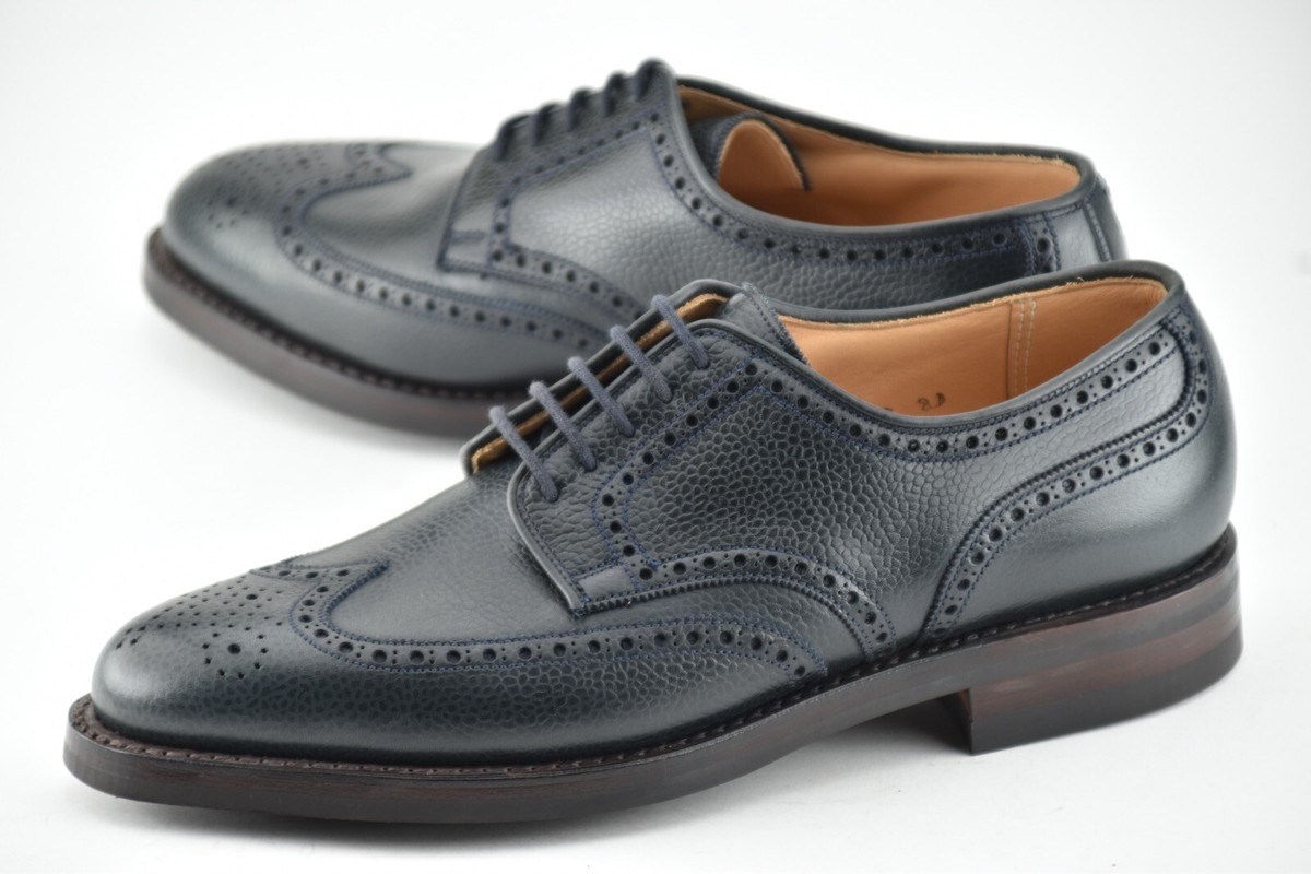 NEW w BOX | PEAL & CO x CROCKETT & JONES 8D PEMBROKE NAVY WINGTIP 