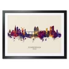 Scarborough Skyline, Poster, Canvas or Framed Print, watercolour painting 15219