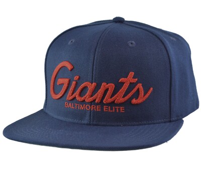 Baltimore Elite Giants Rings & Crowns NLB Script Snapback Hat Flat Bill Cap