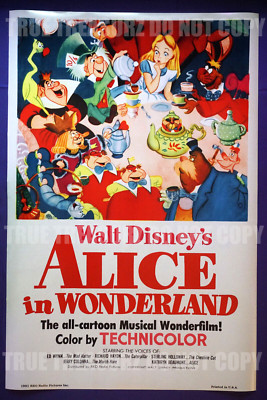 Walt Disney Alice In Wonderland Movie RKO Promotional Poster New 24X36  ARKO