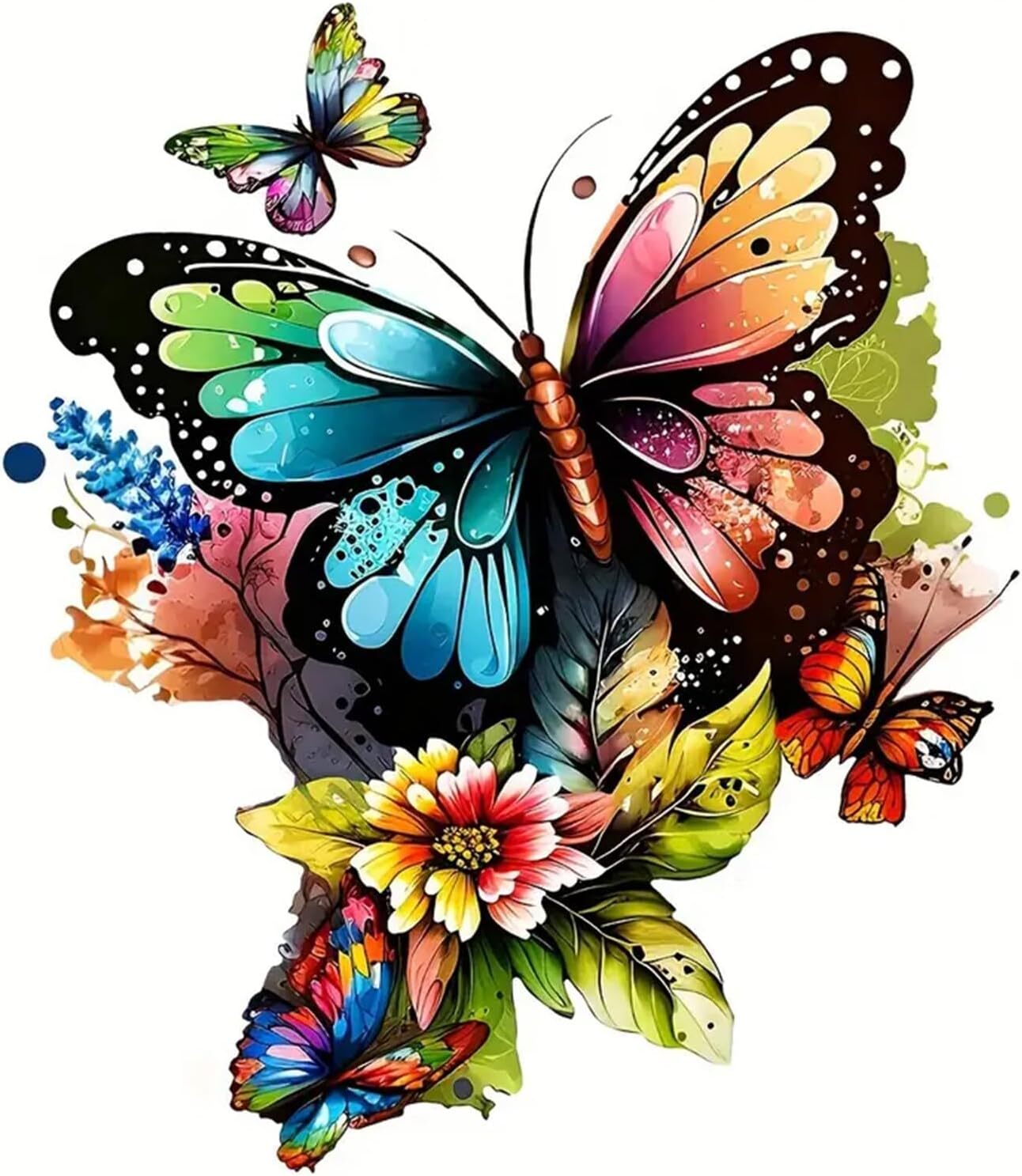 TOPMCYSG Butterfly Flower Diamond Art Kits for Adults,5D Diamond Painting Kits f