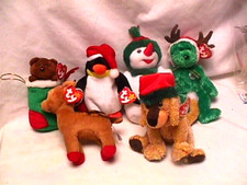 Ty Beanie Baby Lot 6 XMAS: Zero JINGLEPUP Snowgirl TINSEL Stockings 02 Teddy NWT