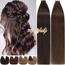 Thick 200G Tape In Remy Human Hair Extensions Skin Weft 80PCS Full Head Brown US