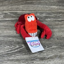 Vintage Disney Store Little Mermaid SEBASTIAN Mini Bean Bag 8" Stuffed Plush Toy