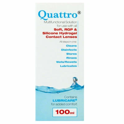 Abatron Quattro 100ml Multi-purpose solution hard & soft lenses Travel Flight
