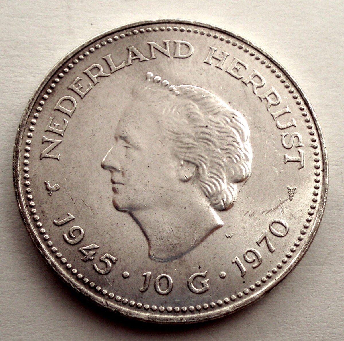 オランダ 記念銀貨1945-1970 NETHERLANDS 10 GULDEN 1945-1970 Silver KM#195, 25th Anniv. of