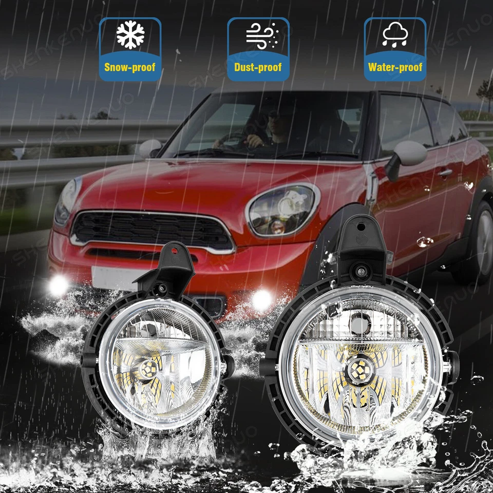 Pair L+R Front Bumper Fog Lights Lamps Kit For BMW Mini Cooper R55 R56 2007-2015 - Image 2 of 4