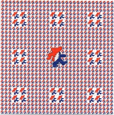 Red-Blue Grateful Bear BLOTTER ART perforated sheet paper psychedelic art