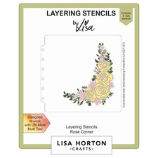 Lisa Horton Crafts Layering Stencils-Rose Corner Pack of 1
