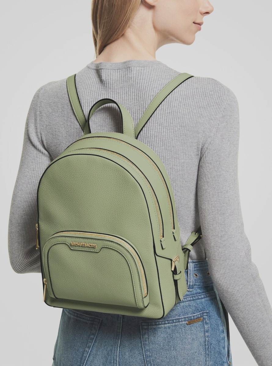 New Michael Kors Jaycee Medium Zip Pocket Backpack Leather Light Sage Michael Kors 35S2G8TB2L Jaycee M Leather Backpack LIGHT SAGE  main image 4