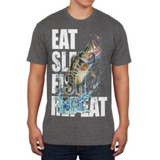 Eat Sleep Fish Repeat Action Bass Mens Soft T Shirt