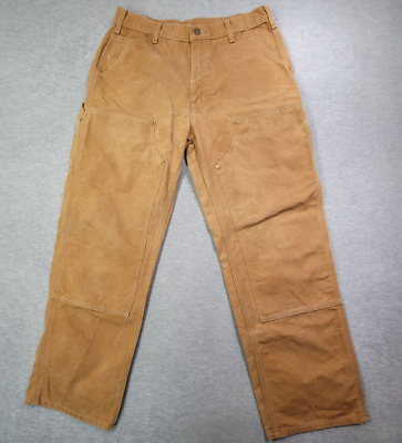 パンツ Carhartt Double Knee 34 x 30 Carhartt Carpenter Pants Men 34x30 Brown Double Knee Duck Canvas