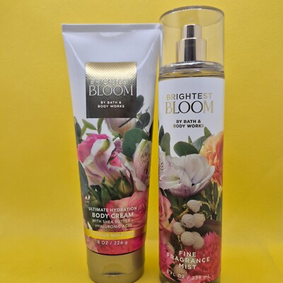 SET BATH & BODY WORK   BRIGTEST BLOOM FRANCE  MIST & BODY CREAM  HIDRATION  8 OZ