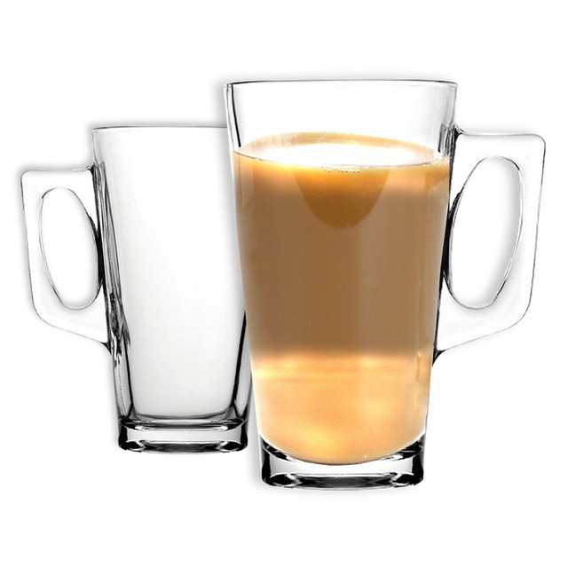 4 X 240ml Latte Glasses Tea Cappuccino Glass Tassimo Costa Coffee Cups