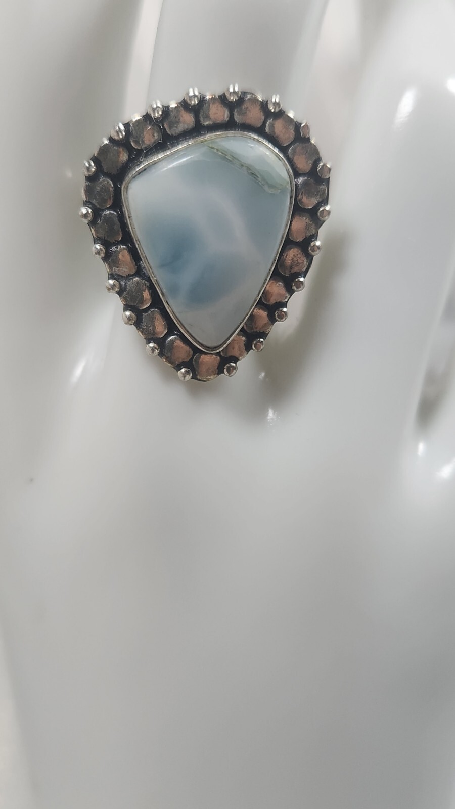 White Turquoise Ring Solid Sterling Silver True V… - image 2