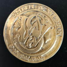 Vintage Smith  Wesson S W Belt Buckle Solid Brass Round 2 1/2 inches