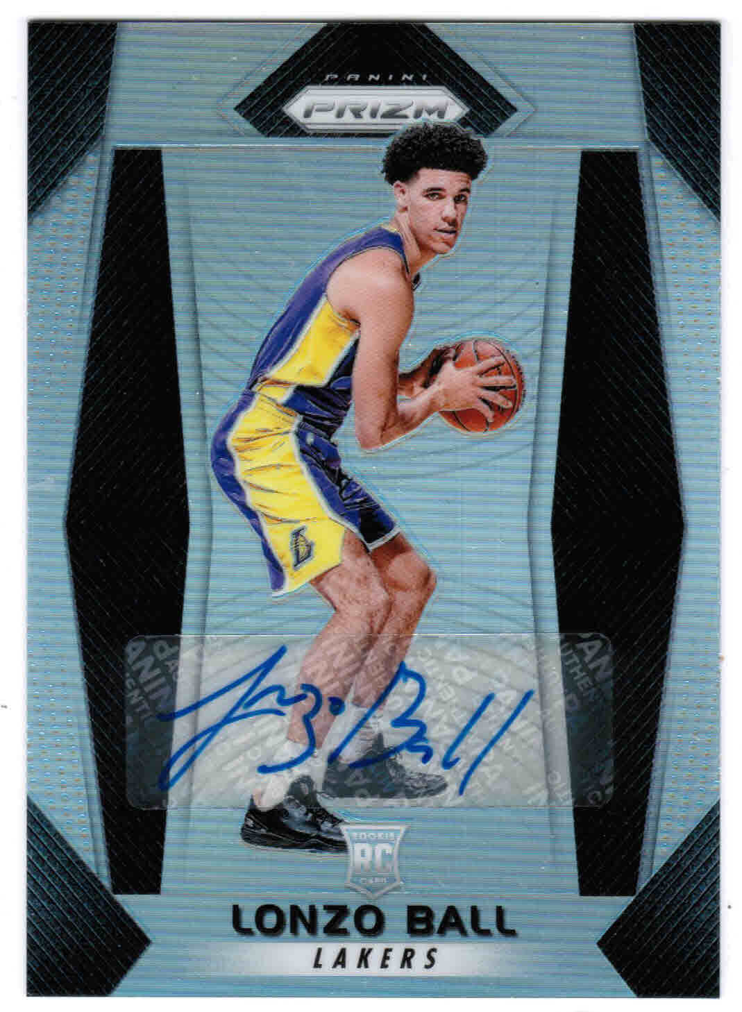 2017-18 PANINI PRIZM LONZO BALL #289 BASE ROOKIE AUTOGRAPH AUTO SILVER LAKERS