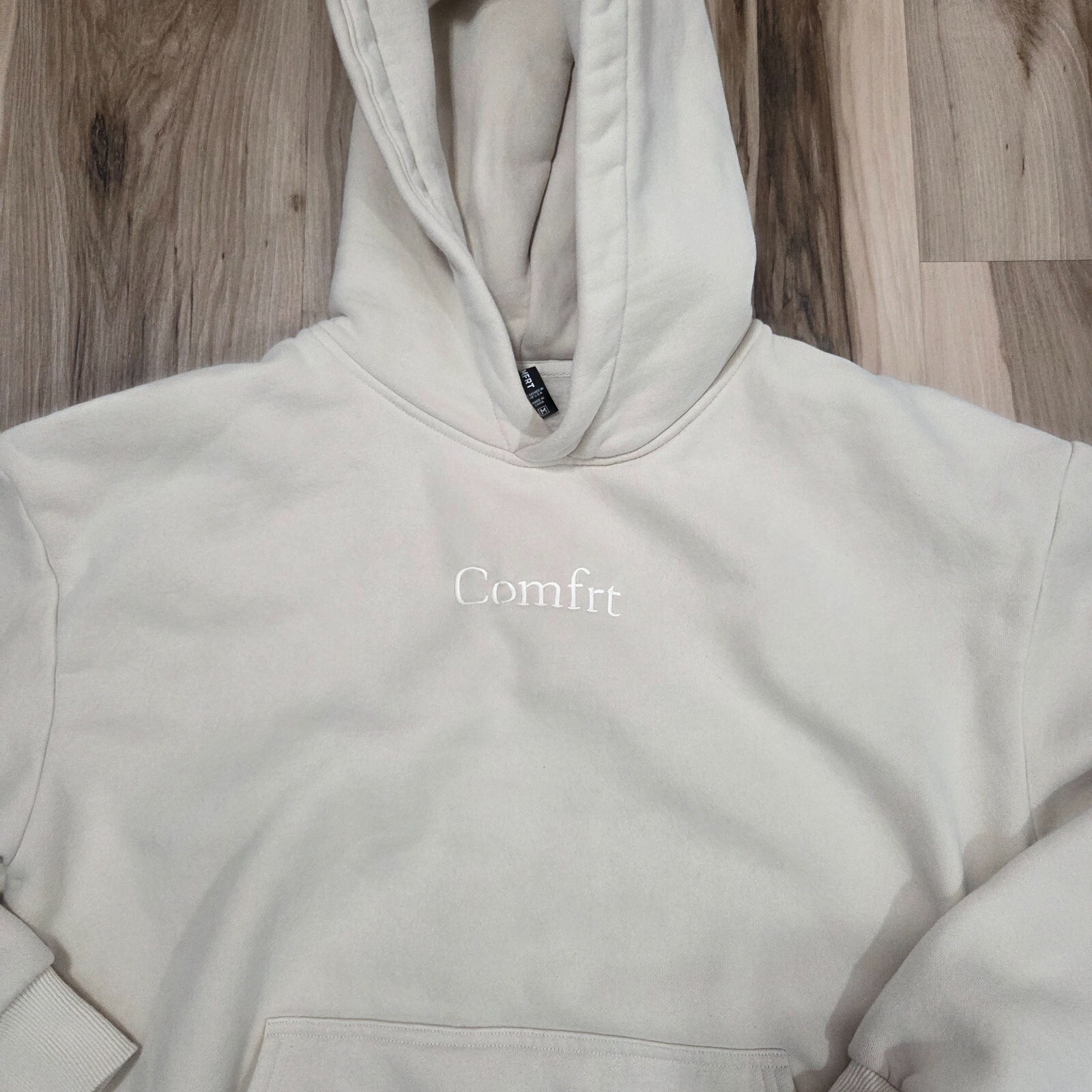 Comfrt Mens Fleece Pullover Logo Hoodie Size Medium Brown Unisex Fleece