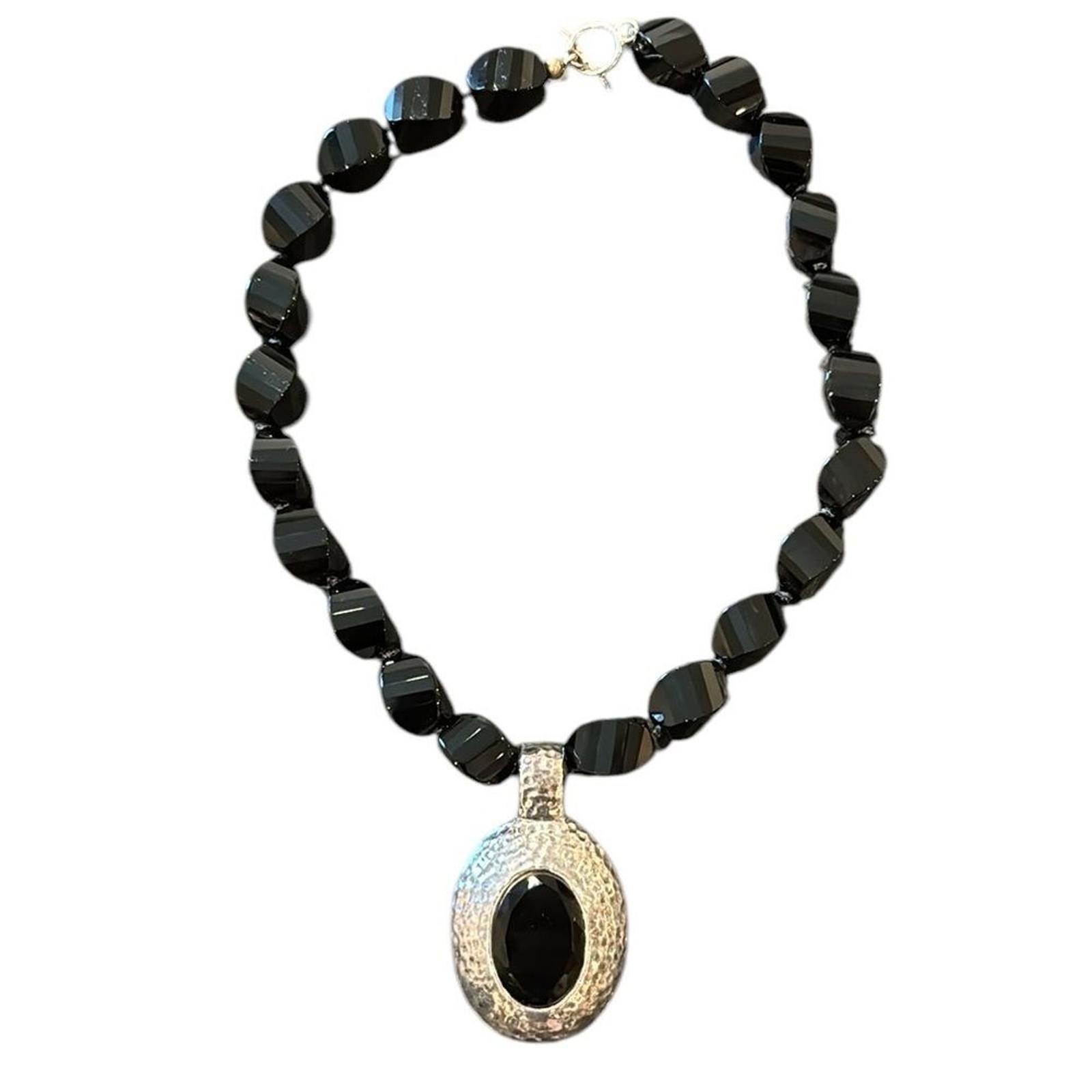 SSD Simon Sebbag 925 Sterling Silver Black Onyx Stone Bead Necklace with Charm-image