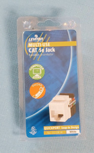 LEVITON 8 position Multi-Use CAT 5e Jack R16-5G108-02A White Snap in Design NEW