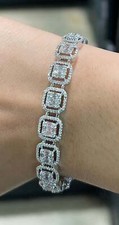 2.10ct Prong Set White Step Cut VS Lab Grown Diamonds in 18k White Gold Bracelet