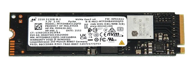 Micron 2210 MTFDHBA512QFD 512GB M.2 2280 NVMe GEN3x4 SSD M09630-001 for ...