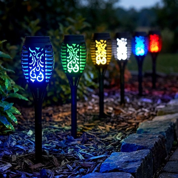 Solarleuchte AußEnlampe Steckleuchte Rgb Led Farbwechsel Feuereffekt 6Er Set-image