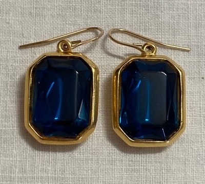 Vintage Trifari Blau Rhinestone mit Gold Ohrringe