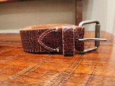 VTG Fossil Cowhide Leather Belt Silver Buckle Belt Approx 38  brown Color
