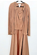 Davids Bridal 2 Piece Dress & Jacket Crinkle Satin 26W Special Occasion - Bronze