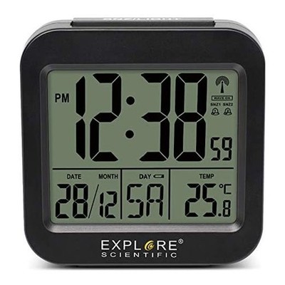 Explore Scientific RDC1008 Black Radio Controlled Temperature Alarm Clock