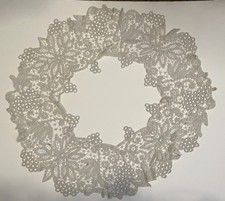 Antique Crochet Floral Lace Collar Round Victorian Edwardian 3D Irish 