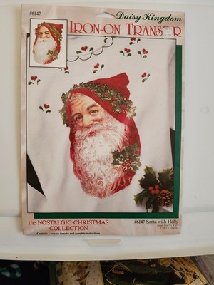 Vintage Daisy Kingdom #6147 Santa with Holly Iron-on Transfer