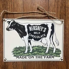 vtg Ande Rooney Hersheys Milk Chocolate Porcelain sign Country cow Cottagecore