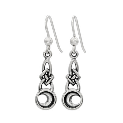Sterling Silber keltischer Knoten Halbmond Mond Ohrhänger Göttin Schmuck