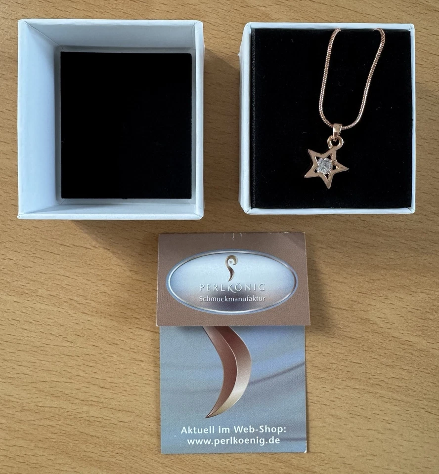 Damen Halskette Sternencollier mit Sternanhänger und Schmuckstein in rosé 42 cm - Bild 2 von 4