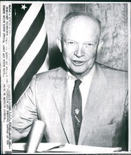 1955 President Dwight Eisenhower National Labor Day Wirephoto 7X7 Press