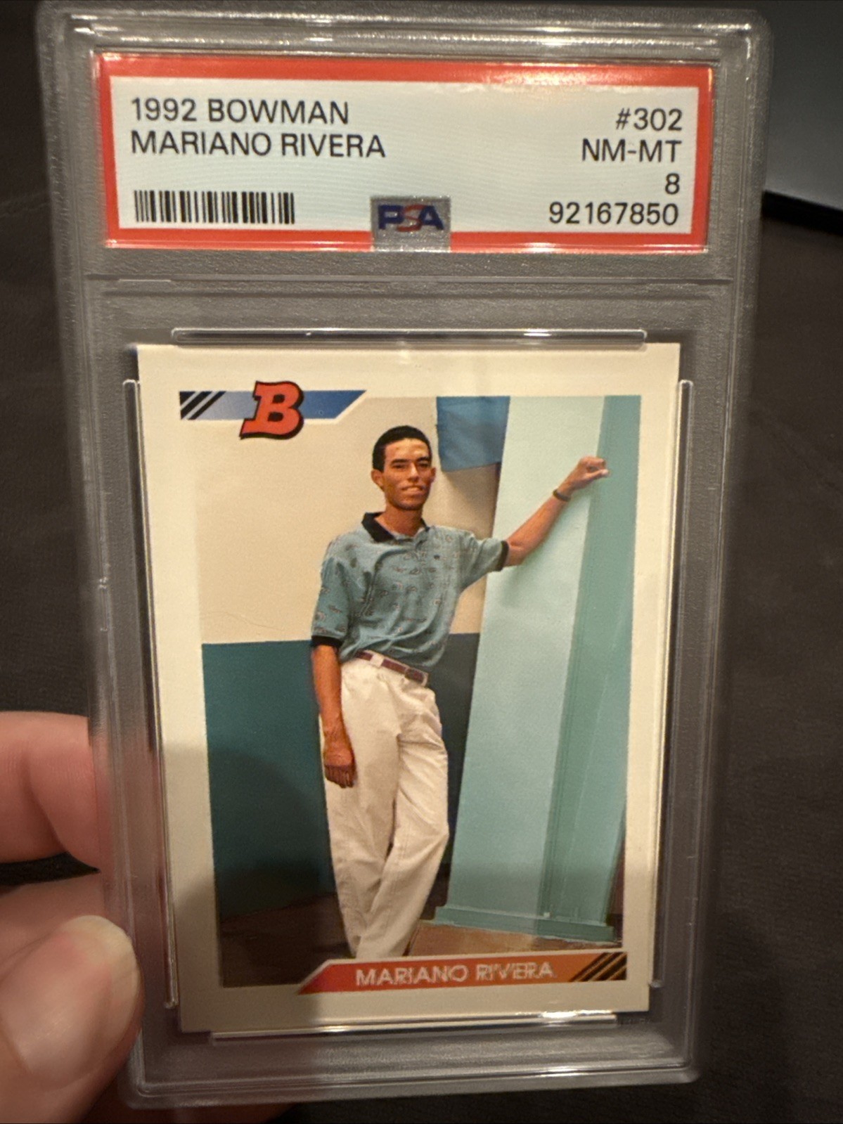 1992 Bowman #302 – Mariano Rivera RC – New York Yankees – Rookie Card – PSA 8