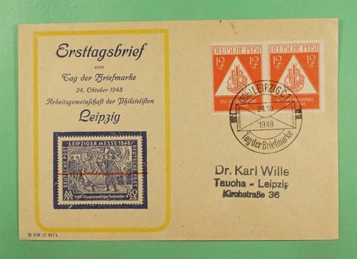 DR WHO 1948 GERMANY FDC STAMP DAY SEMI POST R40878